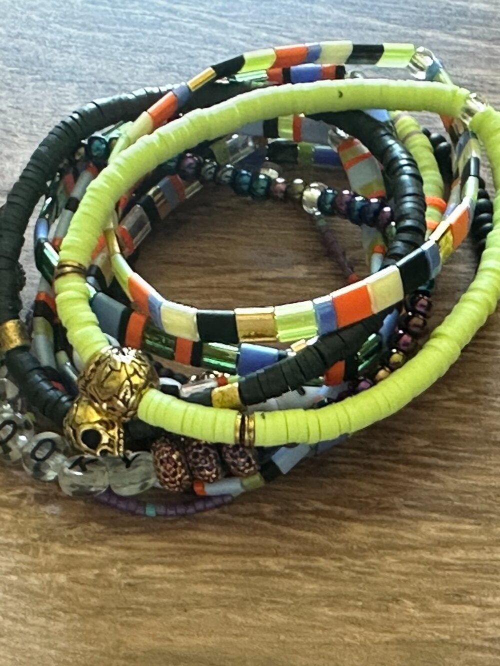 NEW Set of ELEVEN (11) Handmade Stretch Bracelets Halloween-Adult Size